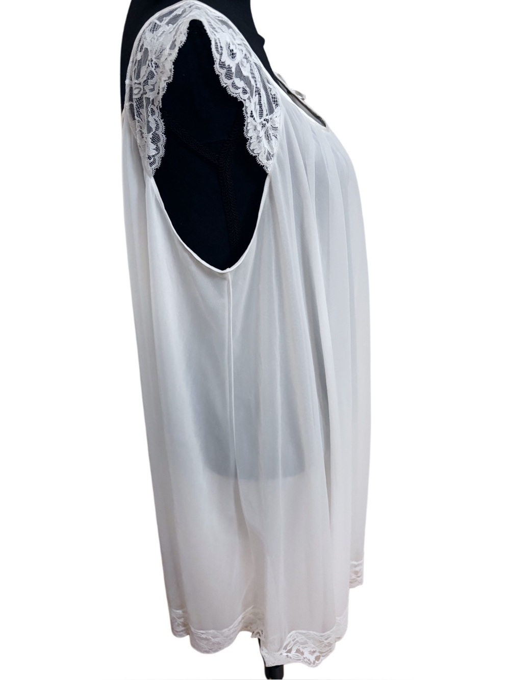 Vtg 50s 60s Vanity Fair White Sheer Babydoll Dress / Nightgown / Negligee -Large - Picture 5 of 16
